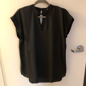 Black Express rolled sleeve choker blouse NWOT